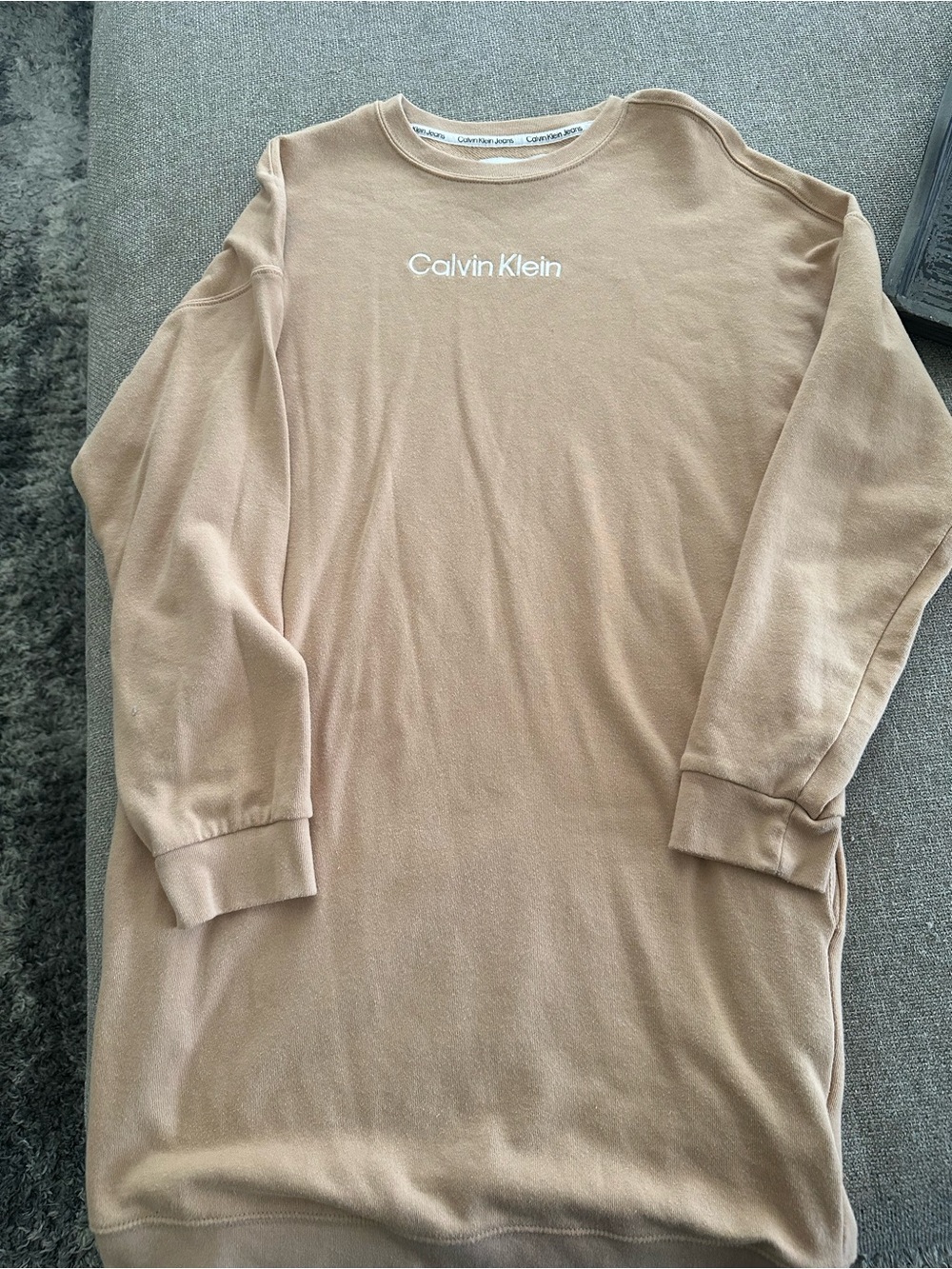 Calvin Klein Kids Beige Crewneck Sweatshirt Dress